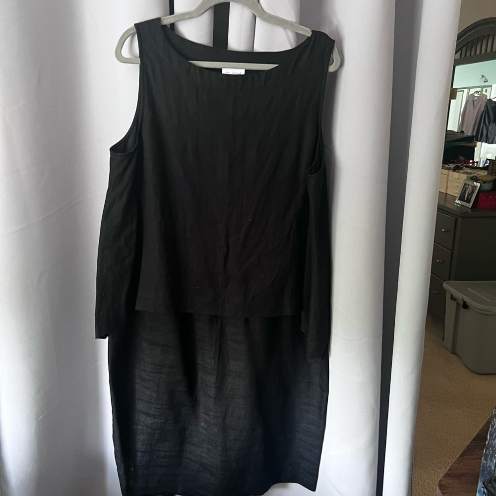 J. Jill Black Sleeveless Sheath Midi Dress